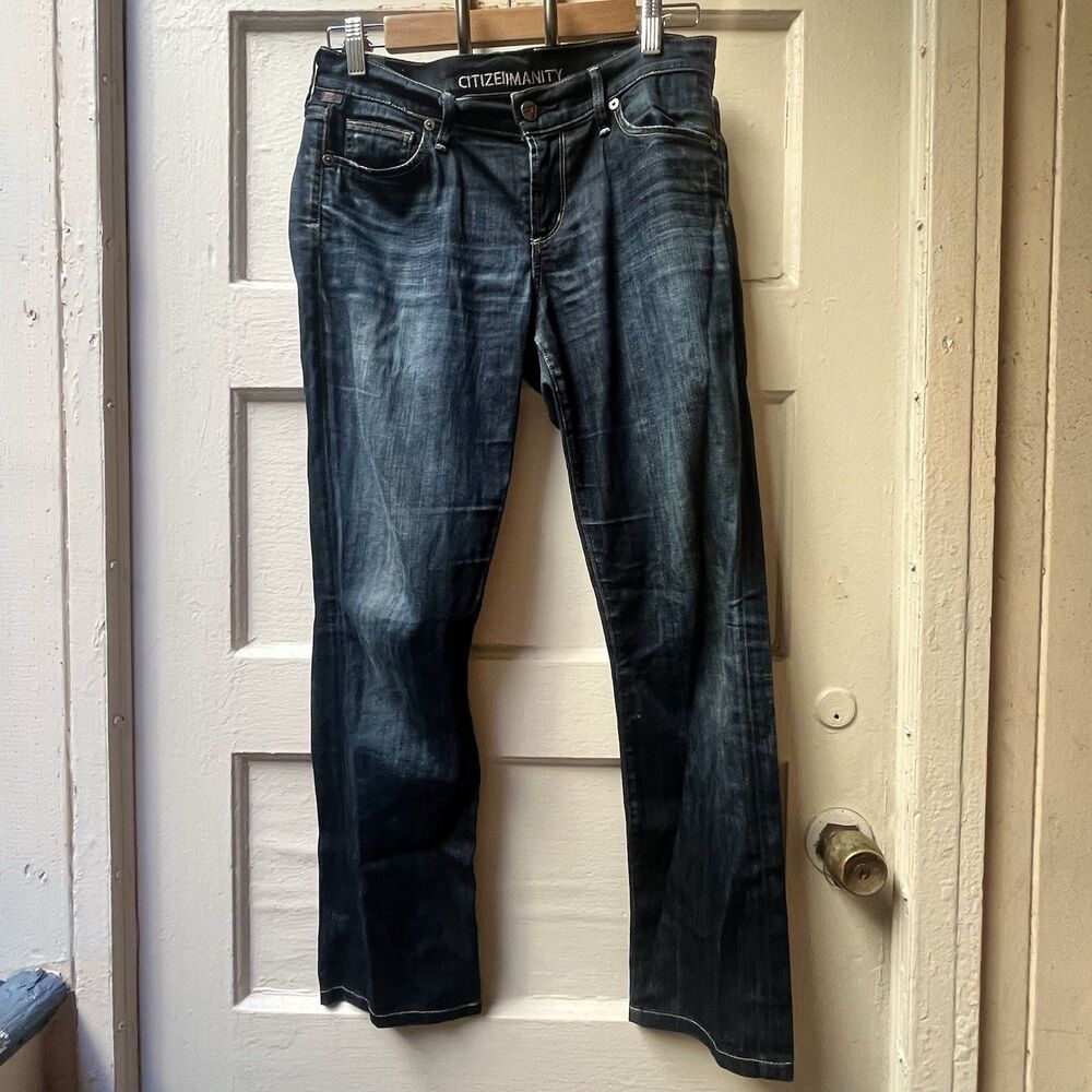 Citizens of Humanity Ava Low Rise Straight Leg Jeans 27 Dark Wash Fade Altered